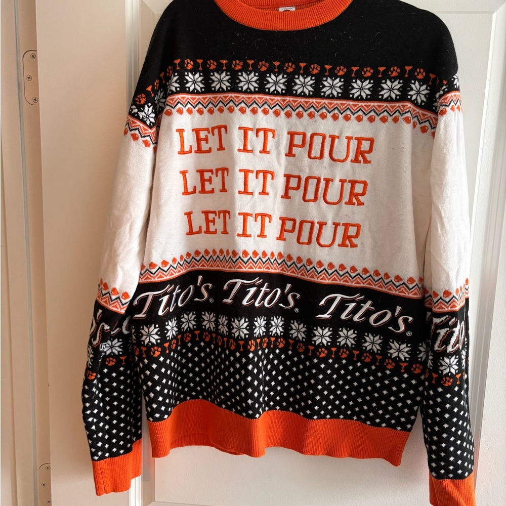 Black, White, and Orange Crewneck Sweater